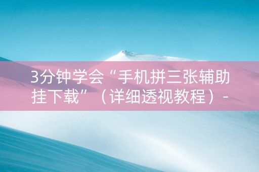 3分钟学会“手机拼三张辅助挂下载”（详细透视教程）-哔哩哔哩