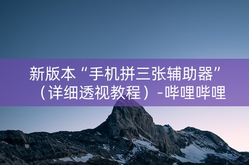 新版本“手机拼三张辅助器”（详细透视教程）-哔哩哔哩