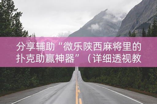 分享辅助“微乐陕西麻将里的扑克助赢神器”（详细透视教程）-哔哩哔哩