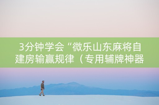 3分钟学会“微乐山东麻将自建房输赢规律（专用辅牌神器免安装）