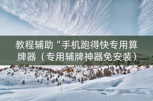 教程辅助“手机跑得快专用算牌器（专用辅牌神器免安装）