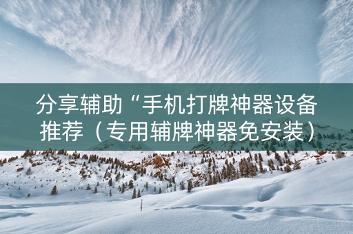 分享辅助“手机打牌神器设备推荐（专用辅牌神器免安装）