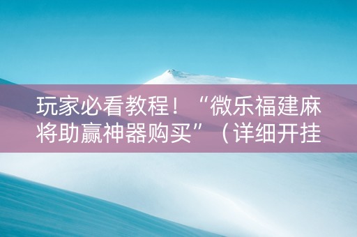 玩家必看教程！“微乐福建麻将助赢神器购买”（详细开挂教程）-哔哩哔哩