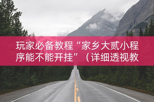 玩家必备教程“家乡大贰小程序能不能开挂”（详细透视教程）-哔哩哔哩