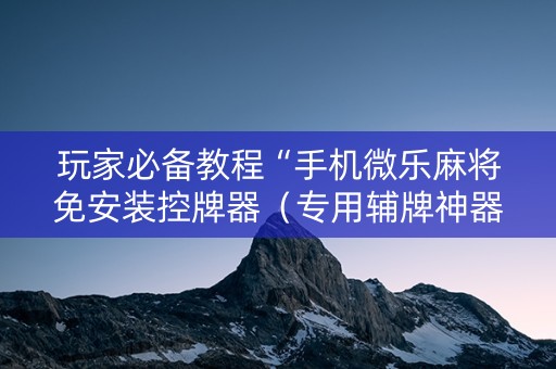 玩家必备教程“手机微乐麻将免安装控牌器（专用辅牌神器免安装）