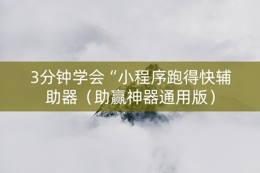 3分钟学会“小程序跑得快辅助器（助赢神器通用版）