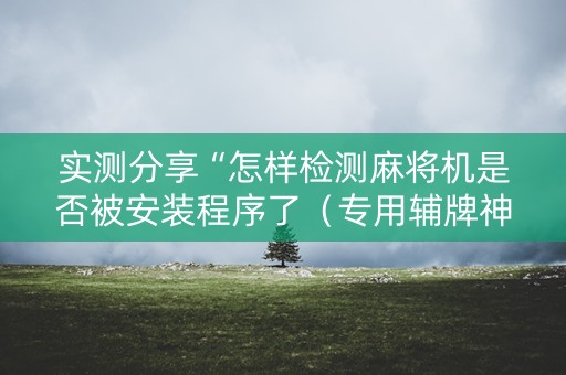 实测分享“怎样检测麻将机是否被安装程序了（专用辅牌神器免安装）