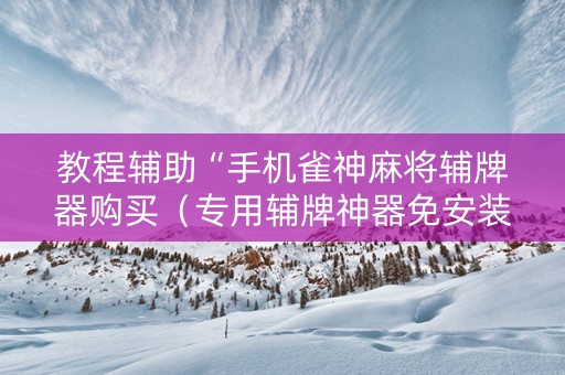 教程辅助“手机雀神麻将辅牌器购买（专用辅牌神器免安装）