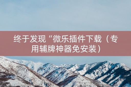 终于发现“微乐插件下载（专用辅牌神器免安装）