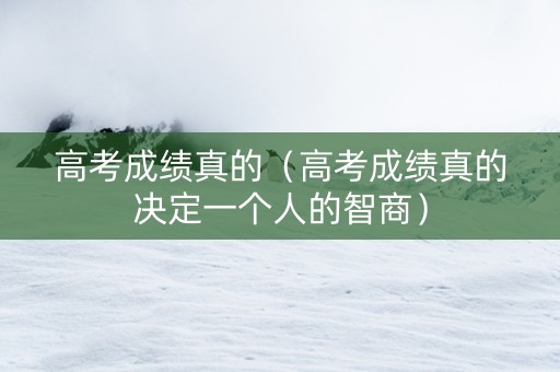 高考成绩真的（高考成绩真的决定一个人的智商）