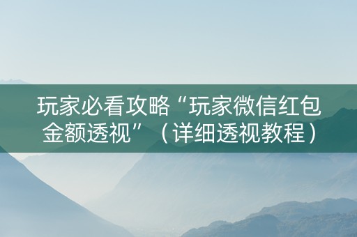 玩家必看攻略“玩家微信红包金额透视”（详细透视教程）-哔哩哔哩