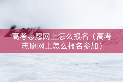 高考志愿网上怎么报名（高考志愿网上怎么报名参加）