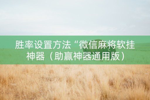 胜率设置方法“微信麻将软挂神器（助赢神器通用版）
