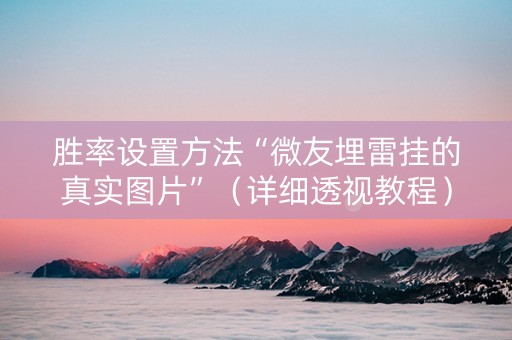 胜率设置方法“微友埋雷挂的真实图片”（详细透视教程）-哔哩哔哩