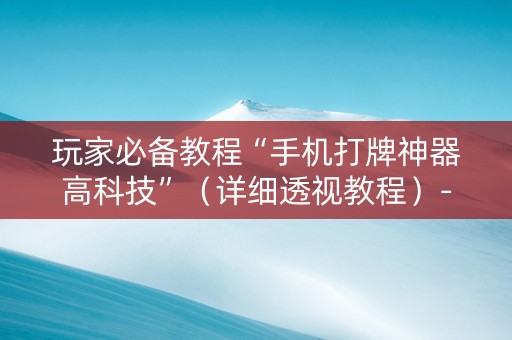 玩家必备教程“手机打牌神器高科技”（详细透视教程）-哔哩哔哩