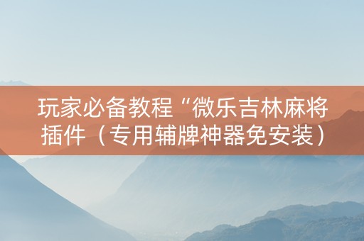玩家必备教程“微乐吉林麻将插件（专用辅牌神器免安装）