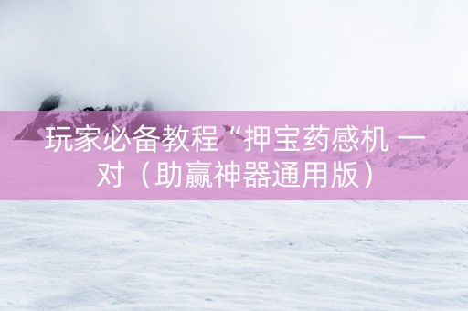 玩家必备教程“押宝药感机 一对（助赢神器通用版）