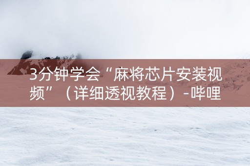 3分钟学会“麻将芯片安装视频”（详细透视教程）-哔哩哔哩