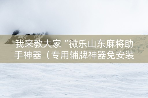 我来教大家“微乐山东麻将助手神器（专用辅牌神器免安装）