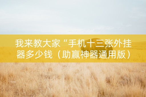 我来教大家“手机十三张外挂器多少钱（助赢神器通用版）