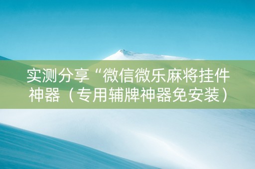 实测分享“微信微乐麻将挂件神器（专用辅牌神器免安装）