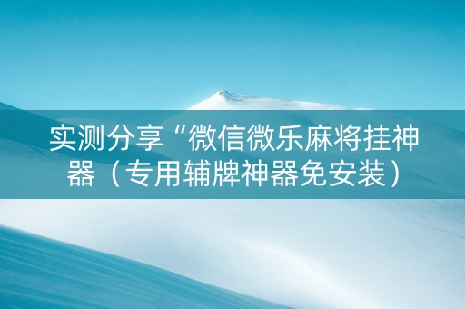 实测分享“微信微乐麻将挂神器（专用辅牌神器免安装）