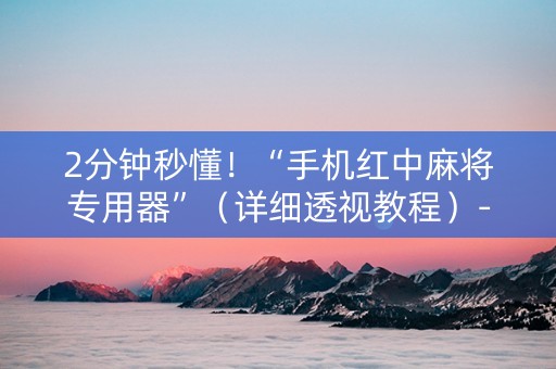 2分钟秒懂！“手机红中麻将专用器”（详细透视教程）-哔哩哔哩