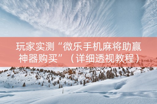 玩家实测“微乐手机麻将助赢神器购买”（详细透视教程）-哔哩哔哩
