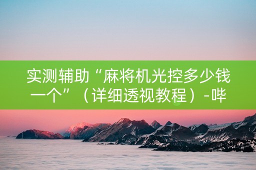 实测辅助“麻将机光控多少钱一个”（详细透视教程）-哔哩哔哩