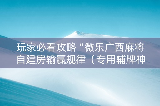 玩家必看攻略“微乐广西麻将自建房输赢规律（专用辅牌神器免安装）