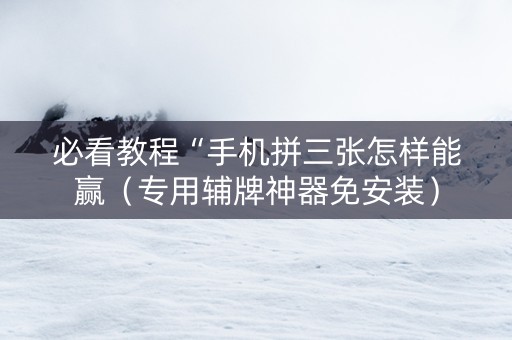 必看教程“手机拼三张怎样能赢（专用辅牌神器免安装）