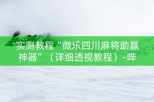 实测教程“微乐四川麻将助赢神器”（详细透视教程）-哔哩哔哩