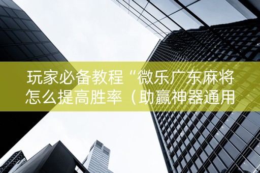 玩家必备教程“微乐广东麻将怎么提高胜率（助赢神器通用版）