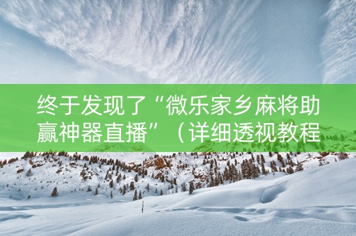 终于发现了“微乐家乡麻将助赢神器直播”（详细透视教程）-哔哩哔哩