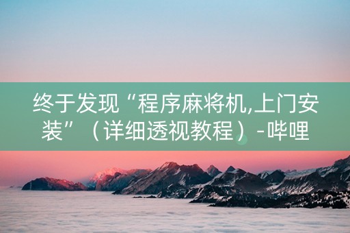 终于发现“程序麻将机,上门安装”（详细透视教程）-哔哩哔哩