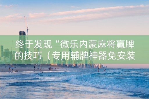 终于发现“微乐内蒙麻将赢牌的技巧（专用辅牌神器免安装）