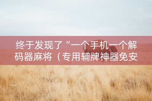 终于发现了“一个手机一个解码器麻将（专用辅牌神器免安装）