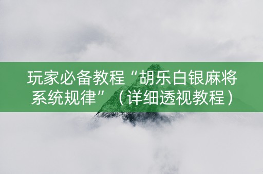 玩家必备教程“胡乐白银麻将系统规律”（详细透视教程）-哔哩哔哩