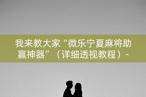 我来教大家“微乐宁夏麻将助赢神器”（详细透视教程）-哔哩哔哩