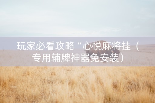 玩家必看攻略“心悦麻将挂（专用辅牌神器免安装）