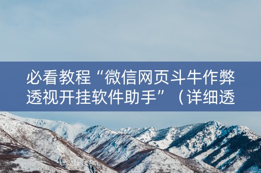 必看教程“微信网页斗牛作弊透视开挂软件助手”（详细透视教程）-哔哩哔哩