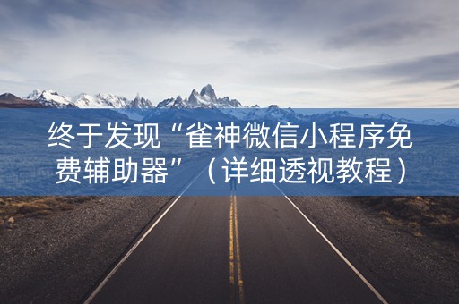 终于发现“雀神微信小程序免费辅助器”（详细透视教程）-哔哩哔哩