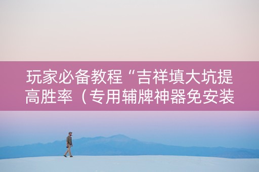 玩家必备教程“吉祥填大坑提高胜率（专用辅牌神器免安装）