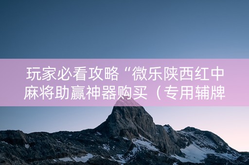 玩家必看攻略“微乐陕西红中麻将助赢神器购买（专用辅牌神器免安装）