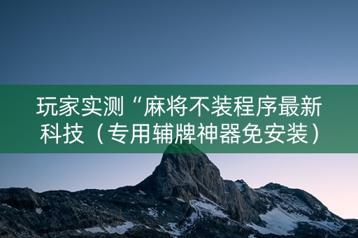 玩家实测“麻将不装程序最新科技（专用辅牌神器免安装）