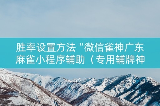 胜率设置方法“微信雀神广东麻雀小程序辅助（专用辅牌神器免安装）