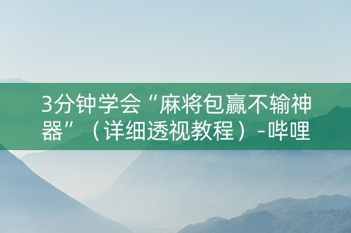 3分钟学会“麻将包赢不输神器”（详细透视教程）-哔哩哔哩