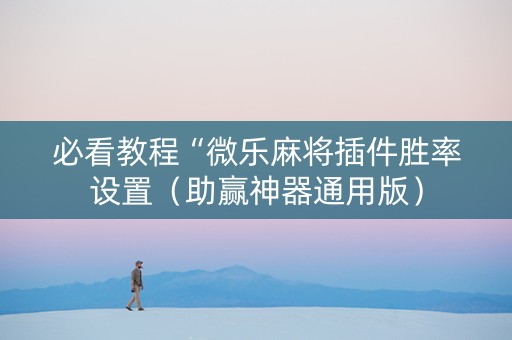 必看教程“微乐麻将插件胜率设置（助赢神器通用版）