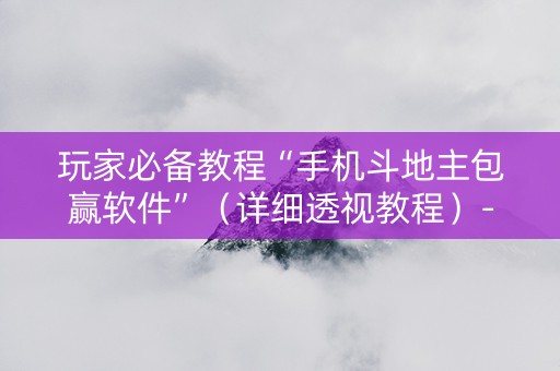 玩家必备教程“手机斗地主包赢软件”（详细透视教程）-哔哩哔哩