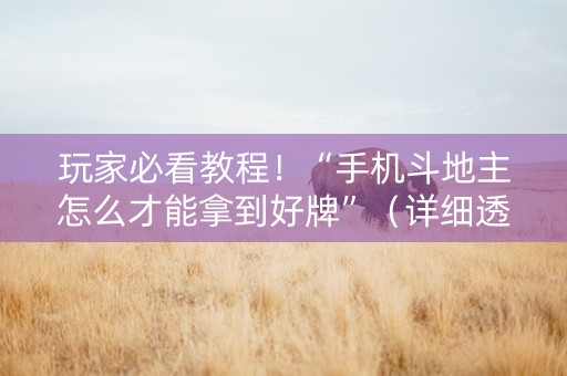 玩家必看教程！“手机斗地主怎么才能拿到好牌”（详细透视教程）-哔哩哔哩